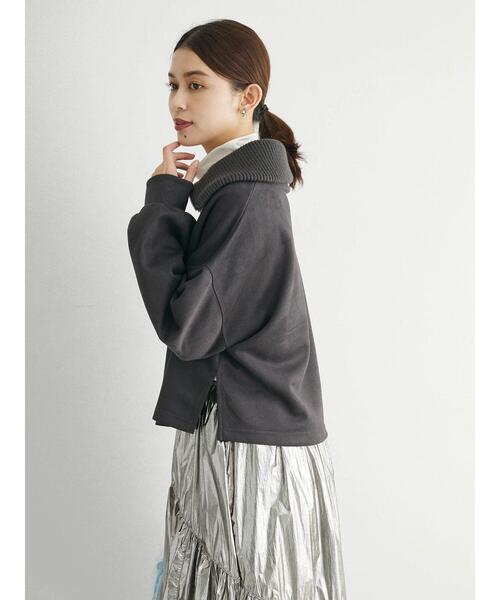 Green　Parks（グリーンパークス）の「・ELENCARE　DUE　スエードポンチハーフZIP（Tシャツ/カットソー・レディース・グレイッシュベージュ/モカ/チャコールグレー/アイボリー・FREE）」の22枚目の写真