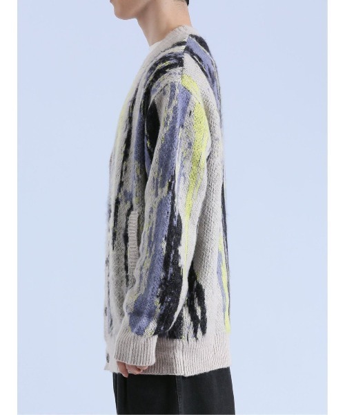 semantic design（セマンティックデザイン）の「【オーバーサイズ】セマンティックデザイン モヘアタッチ ムラ Vネック ニットカーディガン（カーディガン/ボレロ・メンズ・ブラック/ライトグレー・MEDIUM/LARGE）」の7枚目の写真