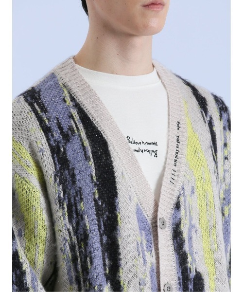 semantic design（セマンティックデザイン）の「【オーバーサイズ】セマンティックデザイン モヘアタッチ ムラ Vネック ニットカーディガン（カーディガン/ボレロ・メンズ・ブラック/ライトグレー・MEDIUM/LARGE）」の9枚目の写真