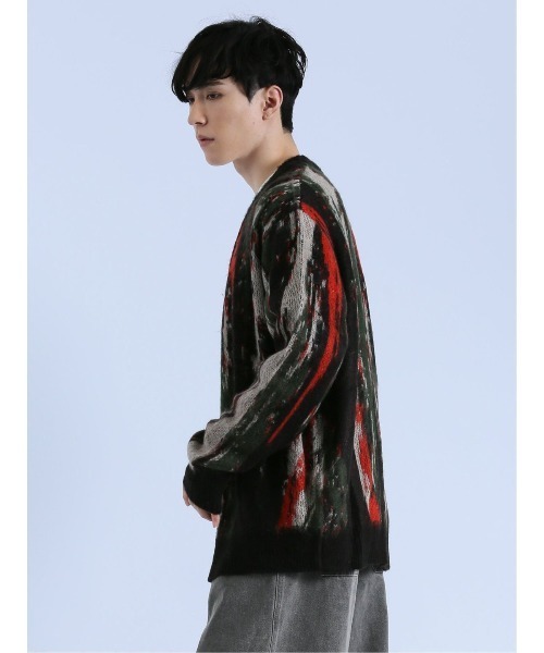 semantic design（セマンティックデザイン）の「【オーバーサイズ】セマンティックデザイン モヘアタッチ ムラ Vネック ニットカーディガン（カーディガン/ボレロ・メンズ・ブラック/ライトグレー・MEDIUM/LARGE）」の13枚目の写真