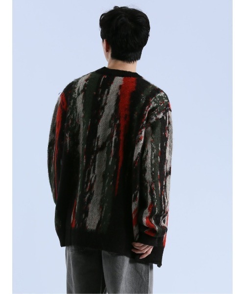 semantic design（セマンティックデザイン）の「【オーバーサイズ】セマンティックデザイン モヘアタッチ ムラ Vネック ニットカーディガン（カーディガン/ボレロ・メンズ・ブラック/ライトグレー・MEDIUM/LARGE）」の14枚目の写真