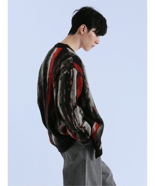 semantic design（セマンティックデザイン）の「【オーバーサイズ】セマンティックデザイン モヘアタッチ ムラ Vネック ニットカーディガン（カーディガン/ボレロ・メンズ・ブラック/ライトグレー・MEDIUM/LARGE）」の15枚目の写真