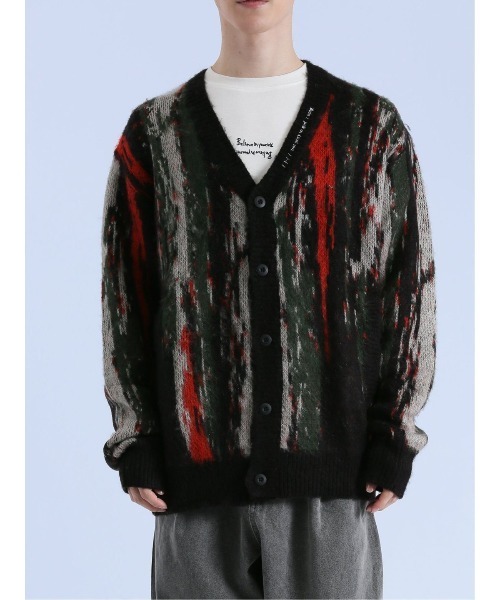 semantic design（セマンティックデザイン）の「【オーバーサイズ】セマンティックデザイン モヘアタッチ ムラ Vネック ニットカーディガン（カーディガン/ボレロ・メンズ・ブラック/ライトグレー・MEDIUM/LARGE）」の16枚目の写真