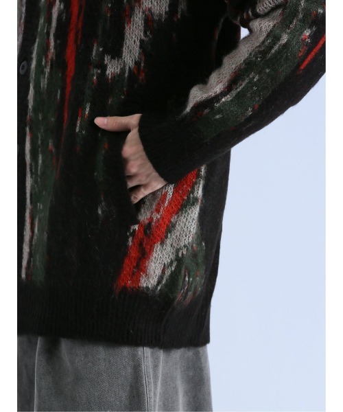 semantic design（セマンティックデザイン）の「【オーバーサイズ】セマンティックデザイン モヘアタッチ ムラ Vネック ニットカーディガン（カーディガン/ボレロ・メンズ・ブラック/ライトグレー・MEDIUM/LARGE）」の20枚目の写真