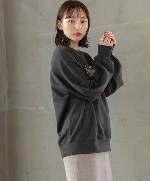 RETRO GIRL（レトロガール）の「BIG刺繍トレーナー（スウェット・レディース・レッド/ホワイト系その他/チャコールグレー・FREE）」の14枚目の写真