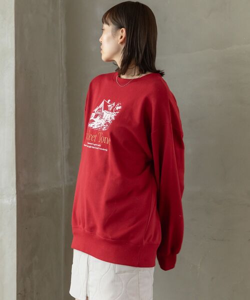 RETRO GIRL（レトロガール）の「BIG刺繍トレーナー（スウェット・レディース・レッド/ホワイト系その他/チャコールグレー・FREE）」の21枚目の写真