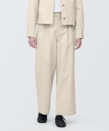 婦人　木の実から作ったカポック混タックワイドパンツ