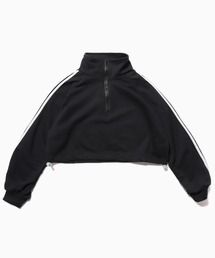▲ショート丈サイドラインハーフジップスウェット
