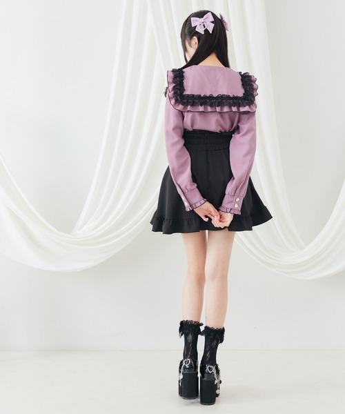 DearMyLove（ディアマイラブ）の「ハートリボンたっぷりフリルセーラーブラウス（シャツ/ブラウス・レディース・ブラック×ピンク/パープル/レッド/ベビーピンク/ブルー/ブラック・LARGE/XX-LARGE/X-LARGE/MEDIUM）」の20枚目の写真