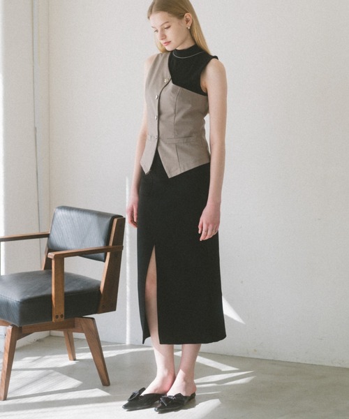 ECREL（エクレール）の「ハイウエストタイトスカート（スカート・レディース・ブラック/アイボリー・FREE）」の4枚目の写真