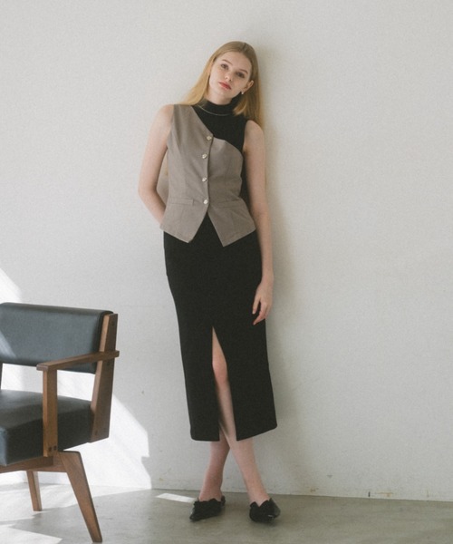 ECREL（エクレール）の「ハイウエストタイトスカート（スカート・レディース・ブラック/アイボリー・FREE）」の6枚目の写真