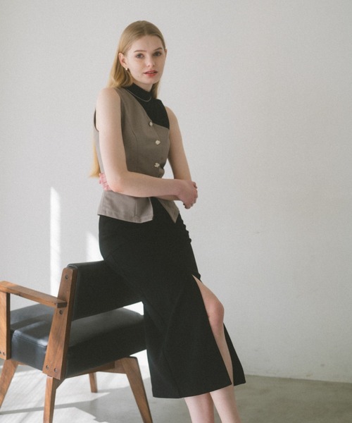 ECREL（エクレール）の「ハイウエストタイトスカート（スカート・レディース・ブラック/アイボリー・FREE）」の5枚目の写真