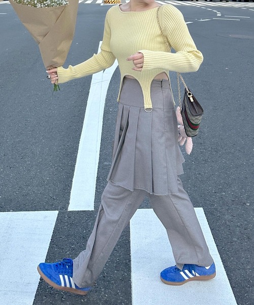 Alley by w closet（アリーバイダブルクローゼット）の「【Alley/SETアイテム】プリーツミニスカート+パンツ（スラックス・レディース・ライトグレー/ストライプ・FREE）」の3枚目の写真