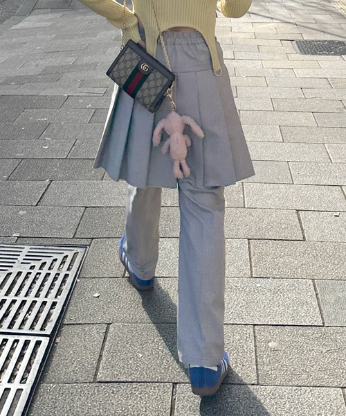 Alley by w closet（アリーバイダブルクローゼット）の「【Alley/SETアイテム】プリーツミニスカート+パンツ（スラックス・レディース・ライトグレー/ストライプ・FREE）」の6枚目の写真