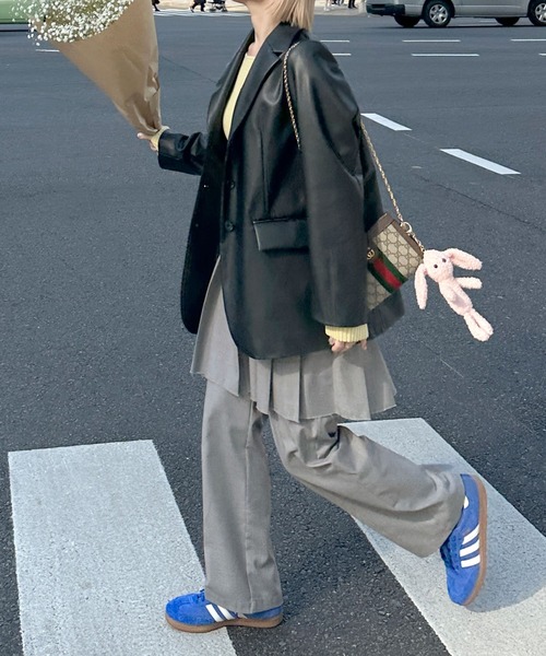 Alley by w closet（アリーバイダブルクローゼット）の「【Alley/SETアイテム】プリーツミニスカート+パンツ（スラックス・レディース・ライトグレー/ストライプ・FREE）」の12枚目の写真