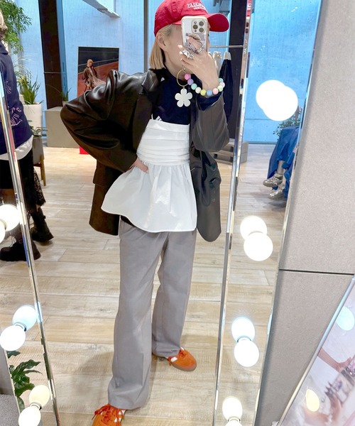 Alley by w closet（アリーバイダブルクローゼット）の「【Alley/SETアイテム】プリーツミニスカート+パンツ（スラックス・レディース・ライトグレー/ストライプ・FREE）」の13枚目の写真