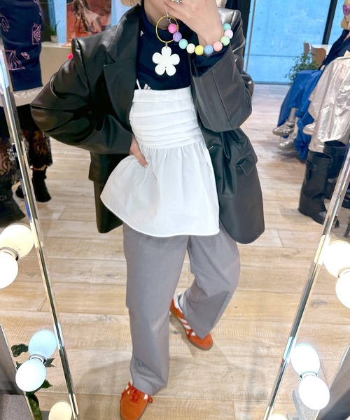 Alley by w closet（アリーバイダブルクローゼット）の「【Alley/SETアイテム】プリーツミニスカート+パンツ（スラックス・レディース・ライトグレー/ストライプ・FREE）」の14枚目の写真