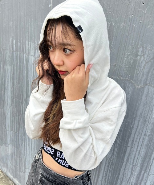 REIRIE パーカー ホワイト×ブラック GYDA LOOSEスウェットZIP UPパーカー[品番：MKSW0066103]｜GYDA
