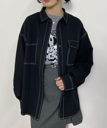 配色ステッチルーズCPOシャツ