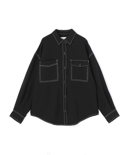 NICOLE CLUB(ニコル クラブ)の「配色ステッチルーズCPOシャツ(シャツ/ブラウス・レディース・ブラック/サックスブルー/ブルー/チャコール・MEDIUM)」の5枚目の写真