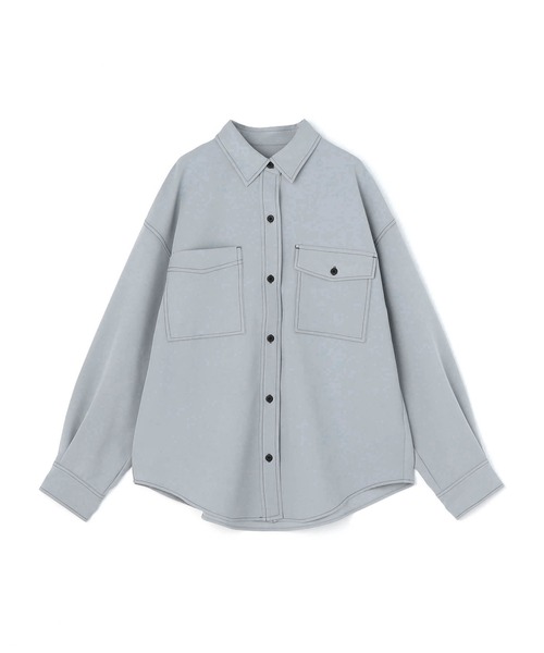 NICOLE CLUB(ニコル クラブ)の「配色ステッチルーズCPOシャツ(シャツ/ブラウス・レディース・ブラック/サックスブルー/ブルー/チャコール・MEDIUM)」の7枚目の写真