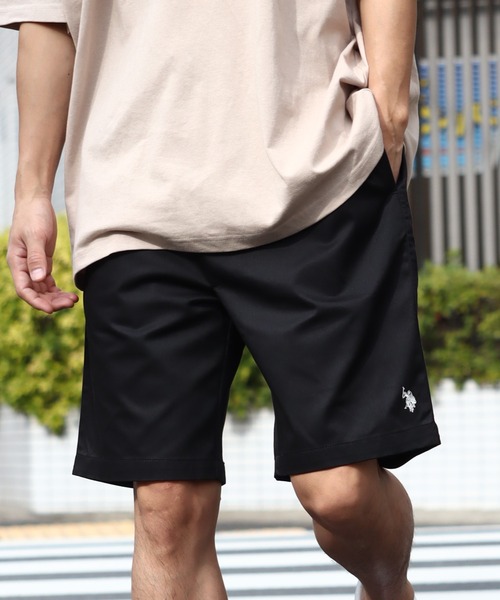 U.S. POLO ASSN.（ユーエスポロアッスン）の「【U.S. POLO ASSN./ユーエスポロアッスン】 ダブルホースマン刺繍 TCツイル イージーショートパンツ（その他パンツ・メンズ・ブラック/ダークグリーン/ベージュ/ネイビー・LL/L/M）」の2枚目の写真