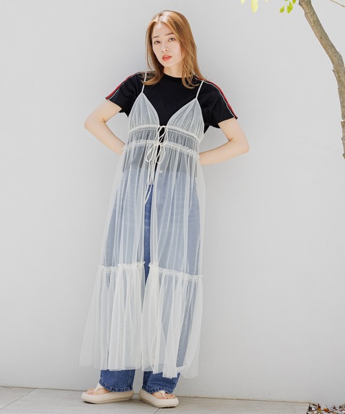 LAKOLE(ラコレ)の「チュールキャミワンピース / 102233(ワンピース・レディース・チャコールグレー/ライトブルー/アイボリー/ブラック/ライトグレー/その他1/その他9・SMALL/MEDIUM/FREE)」の2枚目の写真