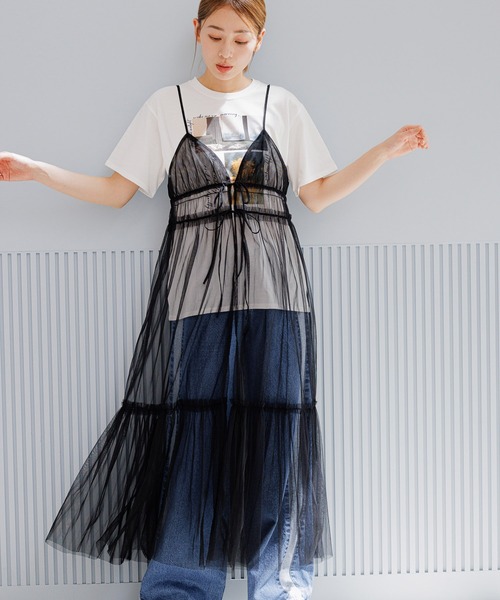 LAKOLE(ラコレ)の「チュールキャミワンピース / 102233(ワンピース・レディース・チャコールグレー/ライトブルー/アイボリー/ブラック/ライトグレー/その他1/その他9・SMALL/MEDIUM/FREE)」の3枚目の写真