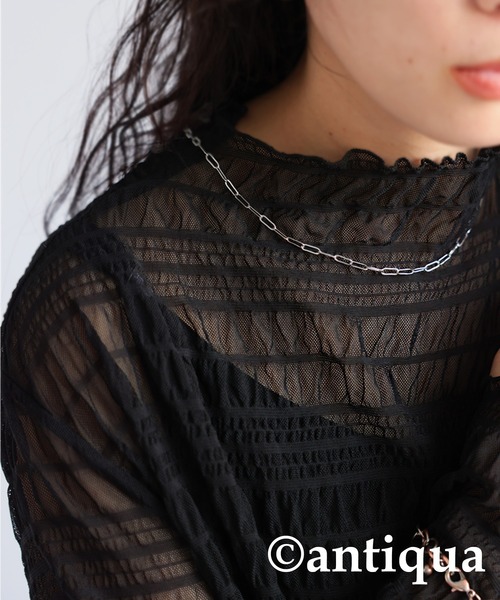 antiqua(アンティカ)の「シャーリングシアートップス(Tシャツ/カットソー・レディース・ブラック/ブラウン系その他/ホワイト/グリーン・FREE)」の19枚目の写真