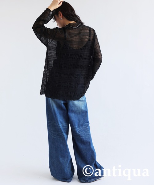 antiqua(アンティカ)の「シャーリングシアートップス(Tシャツ/カットソー・レディース・ブラック/ブラウン系その他/ホワイト/グリーン・FREE)」の20枚目の写真