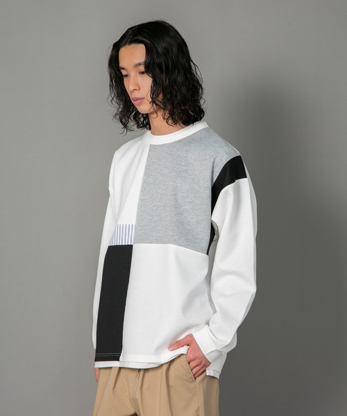 Blue Standard (ブルースタンダード)の「【BLUE STANDARD/ブルースタンダード】 ダンボール フェイクレイヤード切り替えクルーネック(Tシャツ/カットソー・メンズ・オフホワイト/グリーン/ブラック/ブルー・X-LARGE/LARGE/MEDIUM)」の2枚目の写真