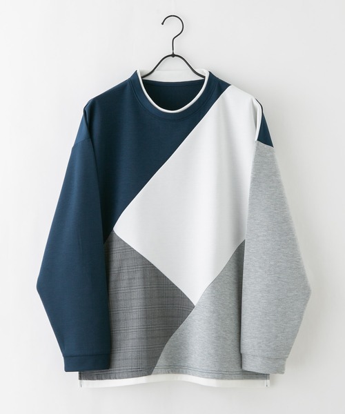 Blue Standard (ブルースタンダード)の「【BLUE STANDARD/ブルースタンダード】 ダンボール フェイクレイヤード切り替えクルーネック(Tシャツ/カットソー・メンズ・オフホワイト/グリーン/ブラック/ブルー・X-LARGE/LARGE/MEDIUM)」の13枚目の写真