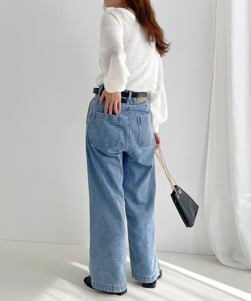 fredy emue(フレディエミュ)の「リネン100% 2WAY プルオーバーニット(ニット/セーター・レディース・オフホワイト/ブルー/チャコールグレー/ホワイト系その他・38)」の7枚目の写真