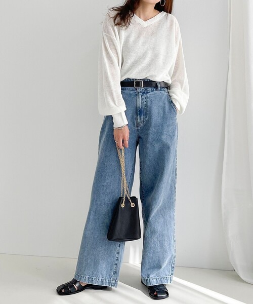 fredy emue(フレディエミュ)の「リネン100% 2WAY プルオーバーニット(ニット/セーター・レディース・オフホワイト/ブルー/チャコールグレー/ホワイト系その他・38)」の8枚目の写真