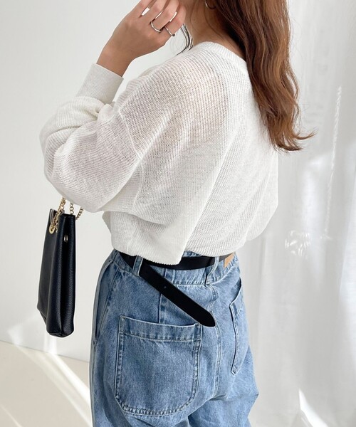 fredy emue(フレディエミュ)の「リネン100% 2WAY プルオーバーニット(ニット/セーター・レディース・オフホワイト/ブルー/チャコールグレー/ホワイト系その他・38)」の11枚目の写真