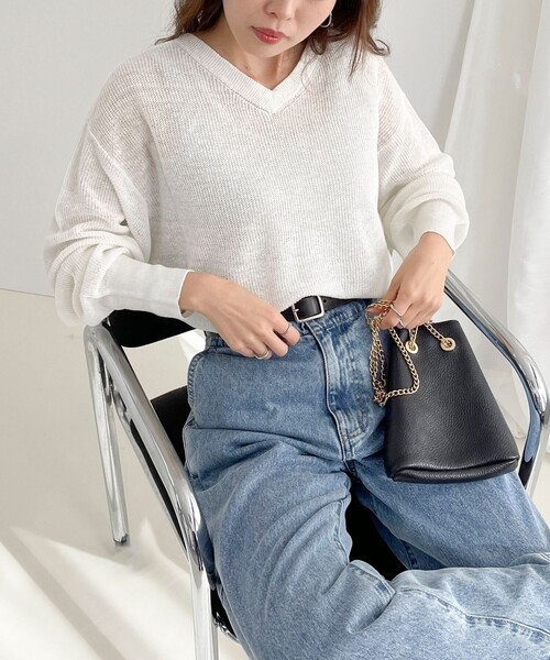 fredy emue(フレディエミュ)の「リネン100% 2WAY プルオーバーニット(ニット/セーター・レディース・オフホワイト/ブルー/チャコールグレー/ホワイト系その他・38)」の14枚目の写真