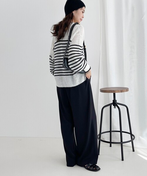 fredy emue(フレディエミュ)の「リネン100% 2WAY プルオーバーニット(ニット/セーター・レディース・オフホワイト/ブルー/チャコールグレー/ホワイト系その他・38)」の18枚目の写真