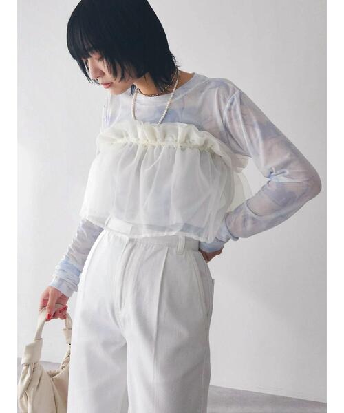 Green Parks(グリーンパークス)の「マルチway チュールベルト(ベルト・レディース・アイボリー/チャコールグレー・FREE)」の3枚目の写真