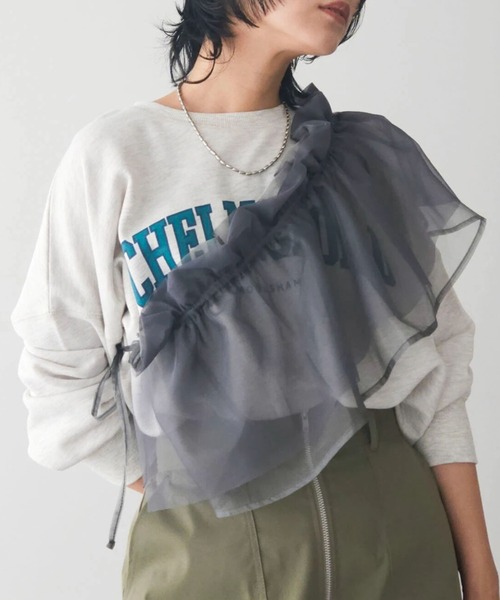 Green Parks(グリーンパークス)の「マルチway チュールベルト(ベルト・レディース・アイボリー/チャコールグレー・FREE)」の2枚目の写真