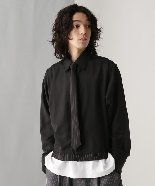 HARE（ハレ）の「ストライプキリカエネクタイシャツ(HARE)（シャツ/ブラウス・メンズ・ネイビー/グレー/ブラック・FREE）」の5枚目の写真