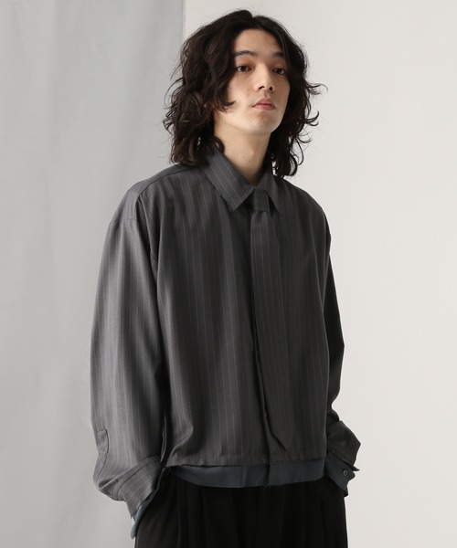 HARE（ハレ）の「ストライプキリカエネクタイシャツ(HARE)（シャツ/ブラウス・メンズ・ネイビー/グレー/ブラック・FREE）」の10枚目の写真