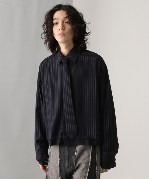 HARE（ハレ）の「ストライプキリカエネクタイシャツ(HARE)（シャツ/ブラウス・メンズ・ネイビー/グレー/ブラック・FREE）」の12枚目の写真