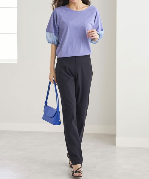 BELLUNA PLUS（ベルーナ）の「軽やか！ゆるっとスリムパンツ（その他パンツ・レディース・インディゴブルー/ベージュ/カーキ/ブラック・MEDIUM/SMALL/X-LARGE/LARGE）」の9枚目の写真