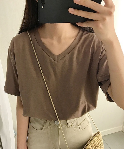 Miniministore(ミニミニストア)の「tシャツ レディース 半袖 カジュアル(Tシャツ/カットソー・レディース・ブラウン系1/ピンク系3/ピンク系2/ピンク系1/ブラック系2/ホワイト系2/ブラック系1/ピンク系4/ベージュ系1/ホワイト系1/ブラウン系2/ベージュ系2・FREE)」の5枚目の写真