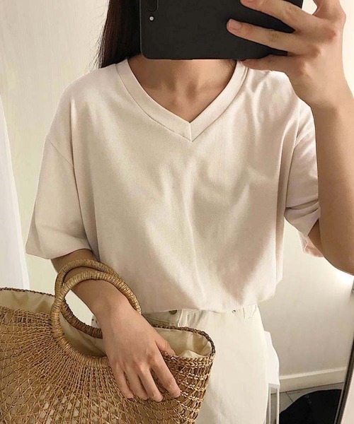 Miniministore(ミニミニストア)の「tシャツ レディース 半袖 カジュアル(Tシャツ/カットソー・レディース・ブラウン系1/ピンク系3/ピンク系2/ピンク系1/ブラック系2/ホワイト系2/ブラック系1/ピンク系4/ベージュ系1/ホワイト系1/ブラウン系2/ベージュ系2・FREE)」の7枚目の写真