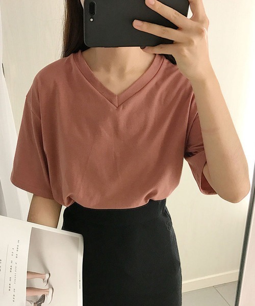 Miniministore(ミニミニストア)の「tシャツ レディース 半袖 カジュアル(Tシャツ/カットソー・レディース・ブラウン系1/ピンク系3/ピンク系2/ピンク系1/ブラック系2/ホワイト系2/ブラック系1/ピンク系4/ベージュ系1/ホワイト系1/ブラウン系2/ベージュ系2・FREE)」の9枚目の写真