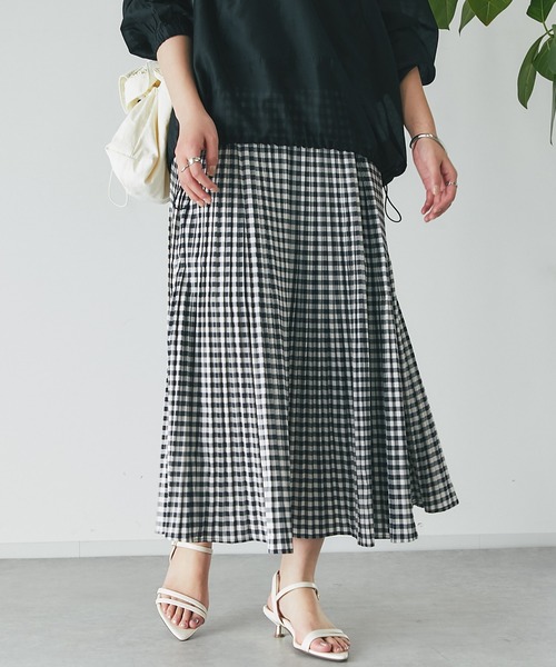 un dix cors（アンディコール）の「柄プリーツスカート（スカート・レディース・ブラック/ネイビー・FREE）」の8枚目の写真