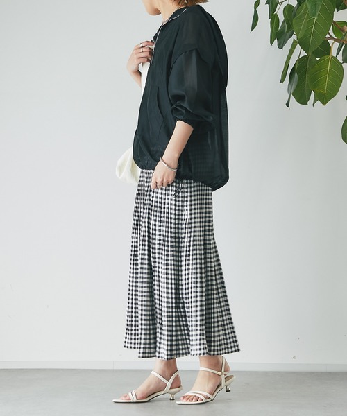 un dix cors（アンディコール）の「柄プリーツスカート（スカート・レディース・ブラック/ネイビー・FREE）」の4枚目の写真