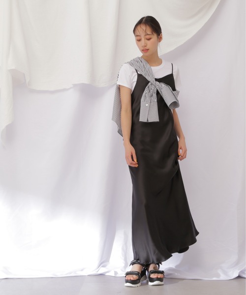 JILL by JILL STUART(ジルバイジルスチュアート)の「【eS】サテンナローキャミワンピース(ワンピース・レディース・ピンク/ブラック・FREE)」の17枚目の写真