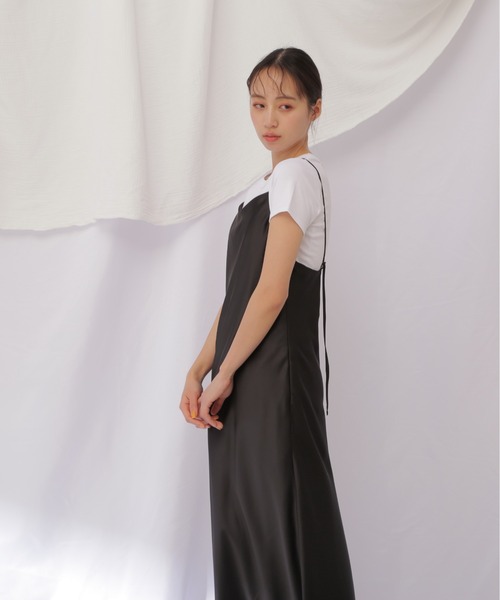JILL by JILL STUART(ジルバイジルスチュアート)の「【eS】サテンナローキャミワンピース(ワンピース・レディース・ピンク/ブラック・FREE)」の14枚目の写真